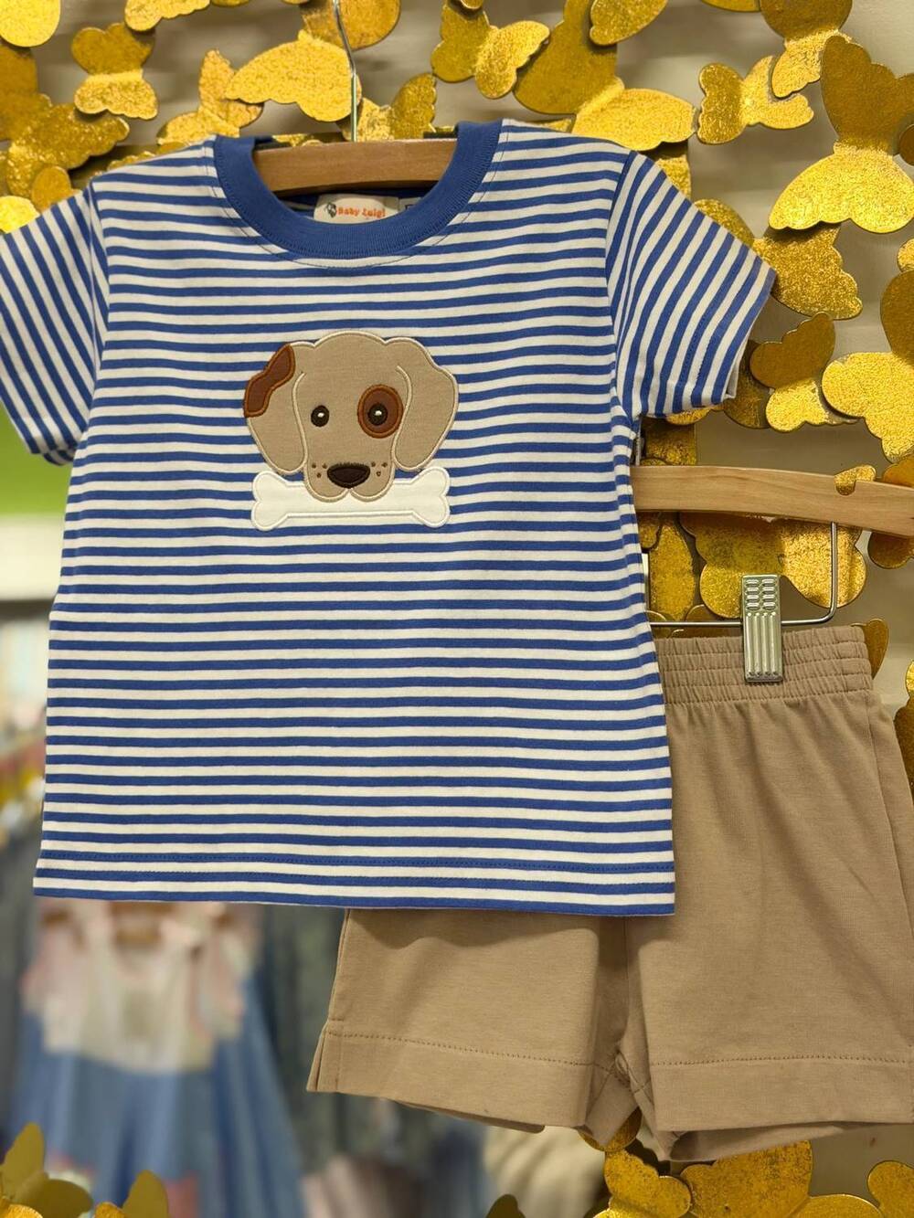NEW LUIGI KIDS kid's dog with bone short set in blue